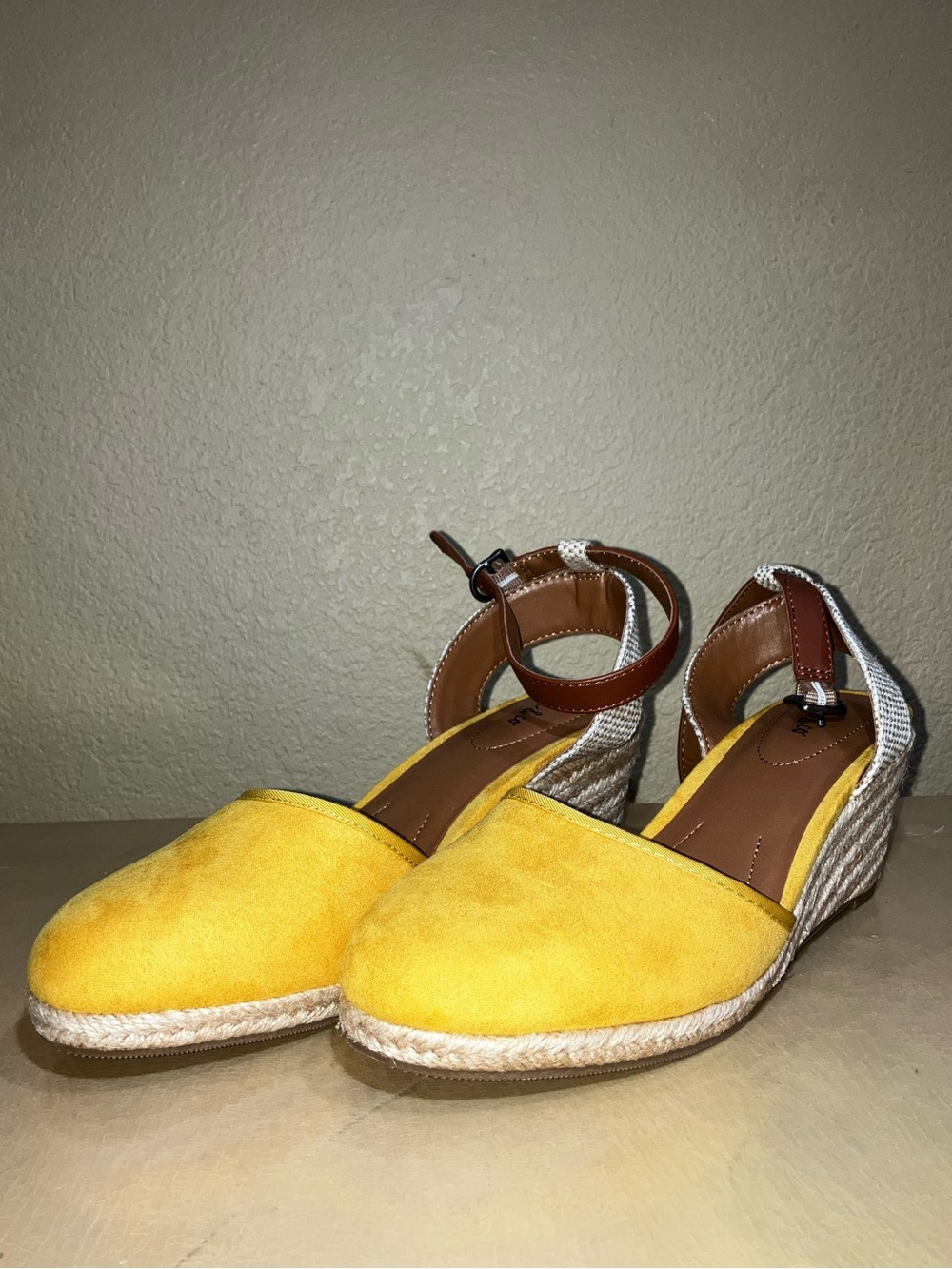 Style & Co. Yellow Espadrille Wedge Ankle-Strap Sandals